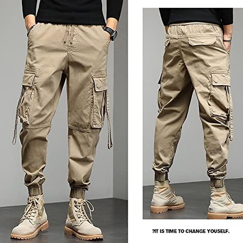 Sgaogew Hlače za muškarce Jeans Muškarci Labavi pamučni radna odjeća Solidna elastična struka hlače kombinezone hlače trčanje hlače