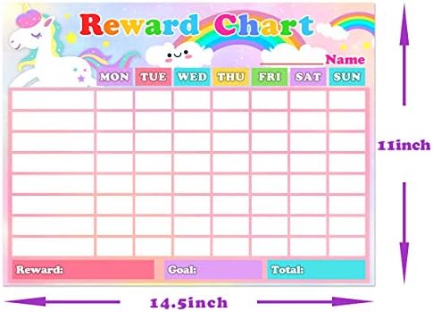 CHORE Chart za djecu suho brisanje grafikona za ponovno zabrljanje samoljepljiva grafika za samoljepljivu učionicu, simpatična jednorog CATCHE 10 pakovanja, 14,5 x 11 inča