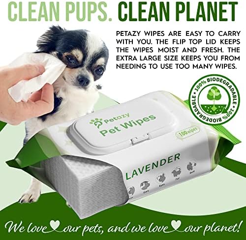 Petazy 400 pseće maramice za šape i stražnjicu za oči / organske maramice za kućne ljubimce za pse | mirisne