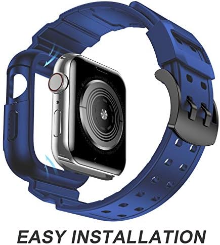 IiteEology Kompatibilan sa Apple Watch Band Futrola 45mm 44mm, robusna zaštitna iWatch futrola sa sportskim opsezima za Apple Watch SE serije 8/7/6/5/4/3/2/1, plavi