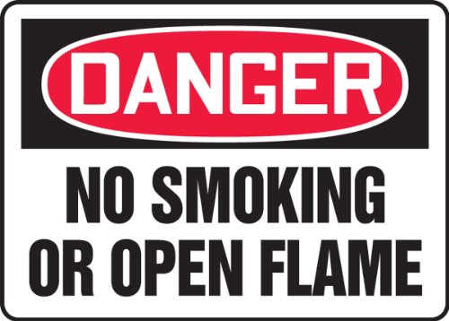 Accuform MSMK050VP plastični sigurnosni znak, OPASNOST Ne pušenje ili otvoreni plamen, 10 Dužina x 14 širina x 0,055 Debljina, crvena / crna na bijeloj boji