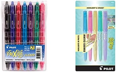Pilot Frixion Clicker olovke za izbrisable i uvlačenje, asortirane boje, 7-paket torbica i friksina