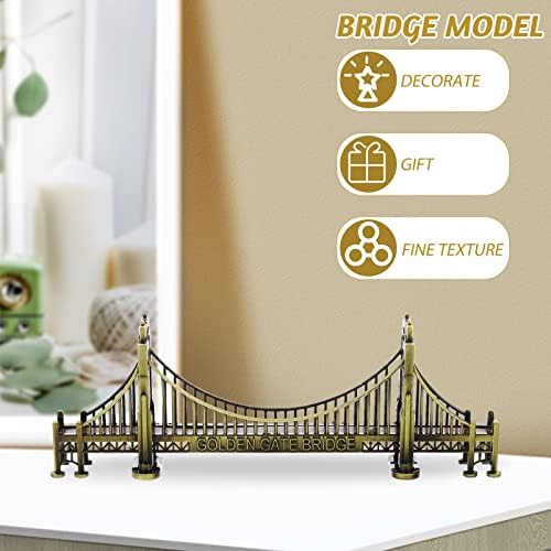 VOSAREA Vintage Golden Gate Bridge Statua 3D metalni zlatni kapijski most figurinski aluminijski arhitektonski model