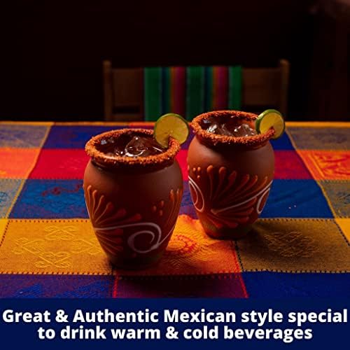 Cantaritos de Barro Jarritos Mexicanos-Set 2 autentičan meksički glazirana gline šalice 14 Oz za