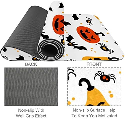 Siebzeh Happy Halloween Pumpkin Bat Spider Pattern Premium Thick Yoga Mat Eco Friendly Rubber
