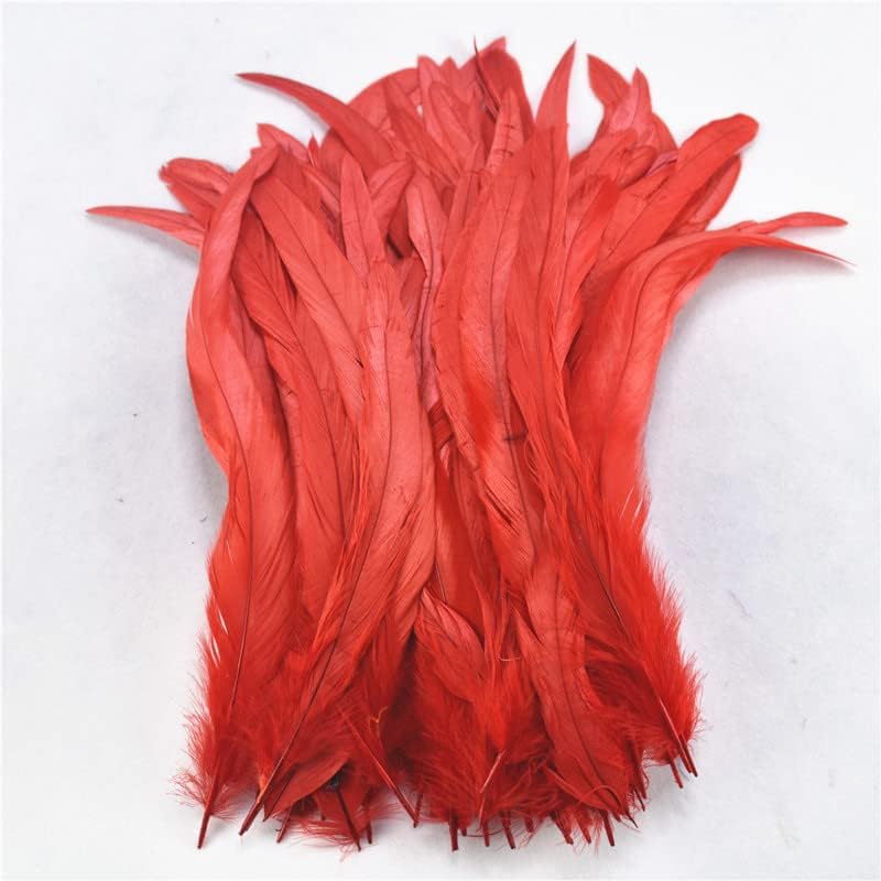 Zamihalaa - 100kom crveno prirodno perje repa Pijetla 25-30CM / 10-12 šareno perje za zanate