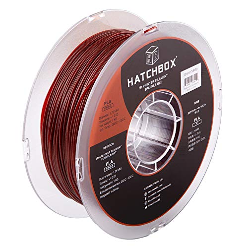 Hatchbox Sparkle Pla 3D filament pisača, dimenzionalna tačnost +/- 0,03 mm, 1 kg kalem, 1,75 mm, crvena
