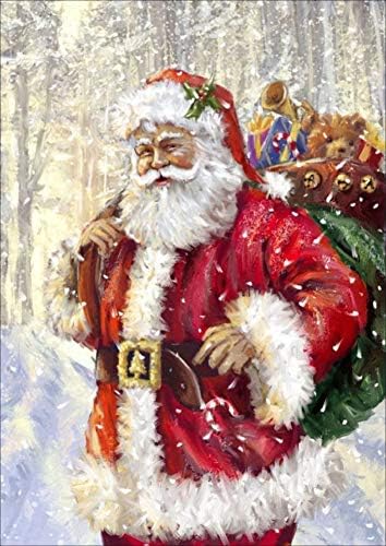 5D Diamond Art Painting komplet za bušilice, Awesocrafts Djed Mraz nosi poklon drveće za snijeg Božić uradi