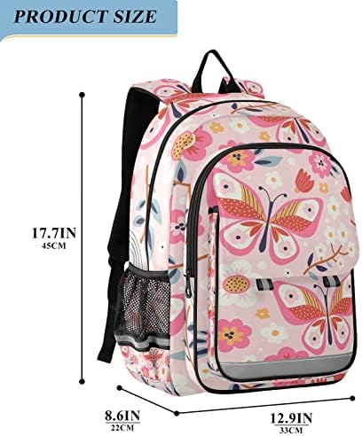 Glafijski cvijeće i leptir Pink Boho školski ruksak lagani laptop ruksak za laptop Student Travel