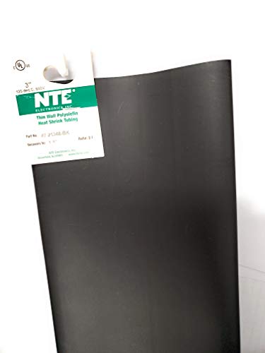NTE Electronics 47-21348-BK toplotne skupljanje, tanki zid, omjer skupljanja, 3 promjer, 48 dužina, crna
