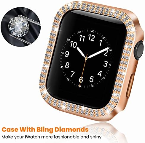 MixPoet CASE CASE kompatibilan sa Apple Watch 44mm, satova poklopca s Bling Diamond za IWatch seriju