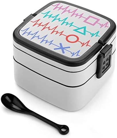 Gamer Heartbeat ručak po kutiji prijenosni dvoslojni bento kutija Veliki kapacitet za ručak kontejner