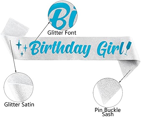 Rođendanska djevojka krila za Žene, Srebrna Glitter saten plava folija Rođendanska krila za djevojčice,