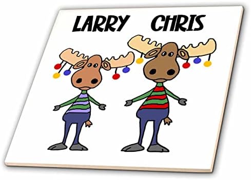 3drose smiješna slatka Larry i Chris Moose Sretan Božić Pun Crtić-Tiles