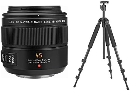Panasonic Lumix G Leica DG Macro-Elmarit 45mm f/2.8 Asferično sočivo za mikro četiri trećine, paket sa Vanguard Vesta 203agh Al stativom, krpom za čišćenje