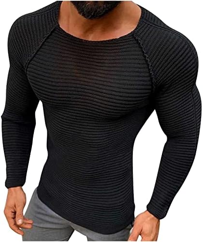 Muškarci Kljuni pulover mišićna majica Tanki džemper modni visoko elastični okrugli ovratnik casual base pletiva