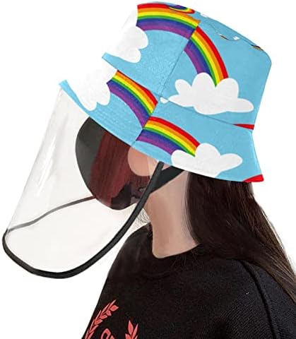 Zaštitni šešir za odrasle sa štitnikom za lice, ribar šešir protiv sunčane kape, crtani dugi oblak nebo