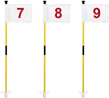 KINGTOP Golf Flagstick Mini, stavljanje zelene zastave za Dvorište, 3 stope Bandera 2-dizajn presjeka, Set zastavica za Golf, pod brojem # 7-9