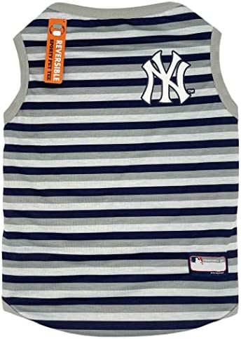 Pets prvi MLB New York Yankees reverzibilni T-Shirt,X-mali za pse & mačke.sa logom tima dolazi sa 2 dizajna,majicom sa prugama na jednoj strani, čvrstim dizajnom na drugoj strani!, Boja tima, YAN-4158-XS
