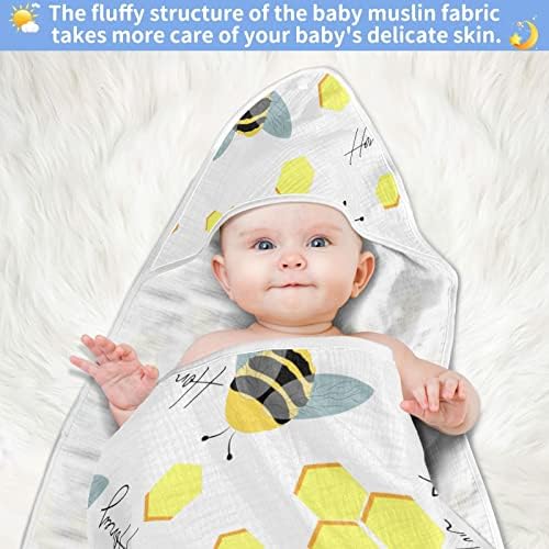 VVFelixl baby ručnik sa kapuljačom medene pčele sažetak upijaju ručnike za bebe pamučni mekani ručnik za kupanje za novorođenčad, toddler 35x35in Honey Bee bijeli