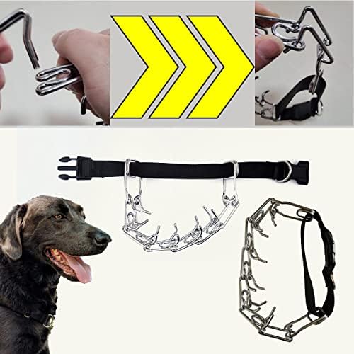 HLCM Link ovratnik za pse, podesiv ovratnik za pse od nehrđajućeg čelika, ovratnik za trening