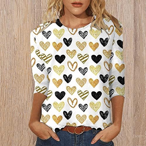Moda Valentinovo košulje Žene Leopard Srce Tunike TEES TOP Trendi Girls 3/4 Bluza s dugim rukavima