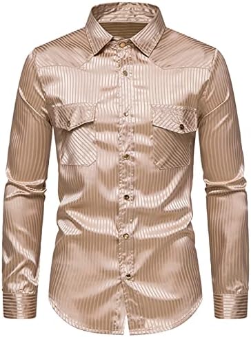 Košulje za muške modne čvrste bluze za zabavu vrhovi sportskih pruga džep dugih rukava Snap Lapel Cardigan