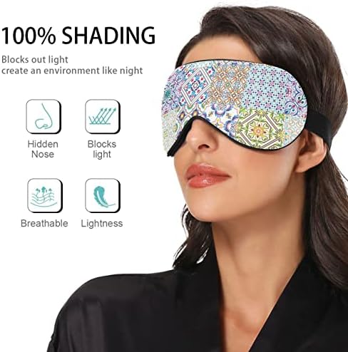 TALAVERA KERAMIČNA FOLK pločica prozračna maska ​​za spavanje, hladno osjećati poklopac za spavanje očiju za ljetni odmor, elastično oblikovanje za žene i muškarce koje putuju