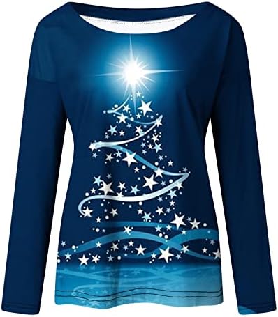 Anniya Winter odjeća za žene scoop vrat vesele božićne majice Push-up opušteni dugi božićni džemperi za
