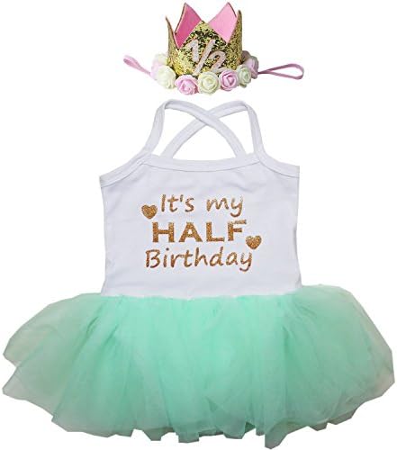 Kirei sui Baby polu rođendan Tulle Tutu Bodysuit haljina Outfit Romper & 1/2 Gold Crown trake za glavu