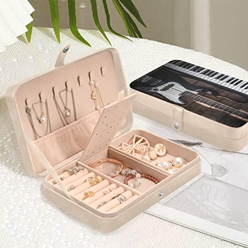 INNEWGOGO PIANO GUITAR Drvena mala kutija za nakit PU kožni nakit Organizator Turistički mini pokloni