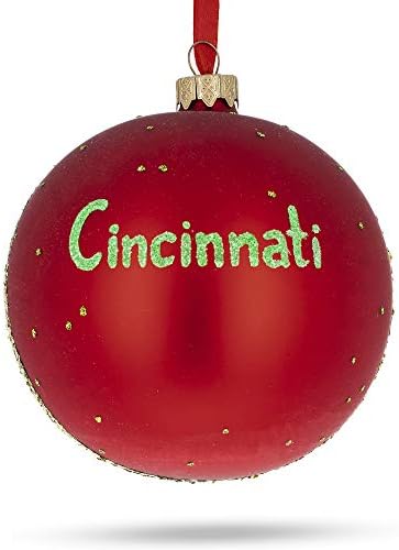 Cincinnati, Ohio Glass Ball Božić Ornament 4 Inča