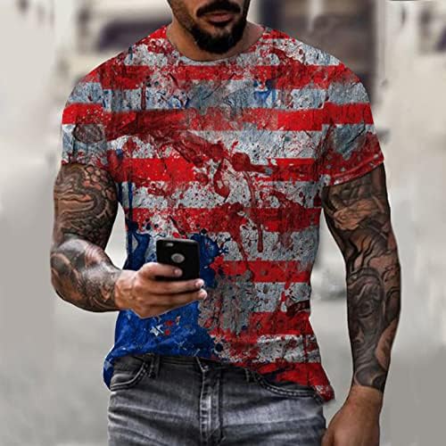 Muška američka zastava T majice 2023. ljeto 4. jula Patriotske majice Crewneck kratki rukav 3D grafički casual tee vrhovi