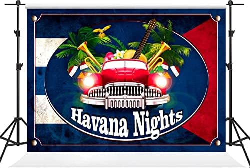 KIKIDOR Havana Noć pozadina Kubanski Vintage Car tropska Palma Karneval Muzika party dekoracija rekviziti