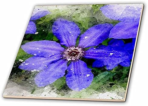 3drose svijetlo ljubičasto Plavi cvijet slika akvarela-Tiles