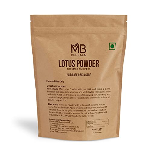 MB Herbals Lotus Powder 227 Gram |8 oz / 0.5 lb / Nelumbo nucifera | Pure & prirodni Wildcrafted Lotus Flower latice prah za njegu kose & amp; njegu kože / samo za vanjsku upotrebu / bez konzervansa / Non GMO