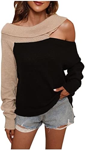 XipCokm off dreameateri za rame za pulover s dugim rukavima pad dugih rukava jesen casual rebrastina pletena dukserica
