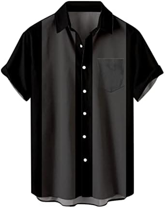 Vintage majice za muškarce Striped Havajska majica s kratkim rukavima na majici Down majica opuštena-fit casual plaža
