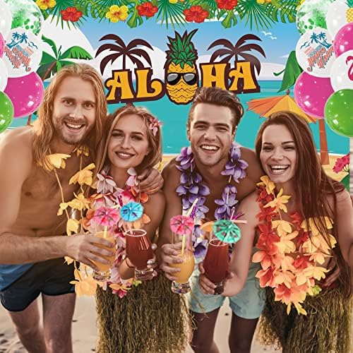 Rmf4s Hawaiian Luau Party Dekoracije tropska plaža centralni ukrasi sa Aloha pozadina Luau baloni stolnjak Cupcake Toppers