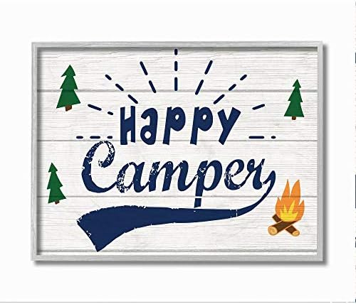 Stupell Industries svijetli rustikalni znak happy Camper fraza prirodne aktivnosti, dizajnirao Daphne Polselli