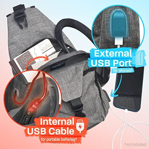NUPOUCH protueft dnevno ruksak za remen, USB priključak za punjenje, lagan dan pakovanja za putovanja,