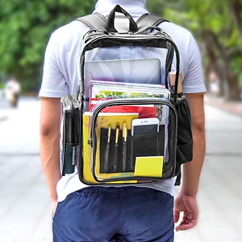 PACKISM Clear ruksak, veliki prozirni ruksak za teške uslove rada, prozirni ruksak za pregled za učenike, školu, posao, putovanja, Crnu