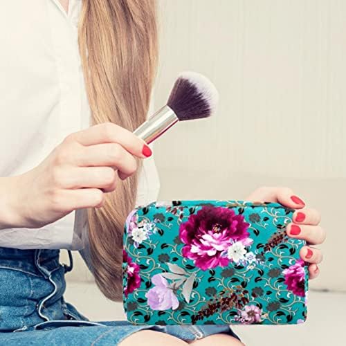 Cvjetni uzorak Torba za šminku Veliki slatki prijenosni patentni zatvarač Travel torbe za šminkanje za žene djevojke, opterećenje organizatora za šminku