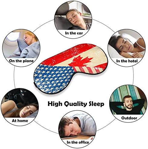 Američka i Kanada Retro zastava Spava za spavanje za spavanje maska ​​Slatka sjenka za sjenilo Smiješne noći s podesivim kaišem za žene muškarci