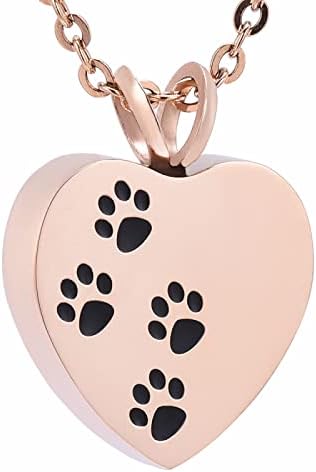 BIAIHQIE Nerđajući čelik pas Pas Paw Print srce oblik urna Privjesak Ogrlica kremiranje drži pepeo