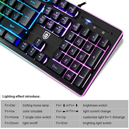 Kolmax Hunter RGB Gaming tastatura, 104 tipke USB ožičena igračka tastatura sa prilagodljivim RGB pozadinskom