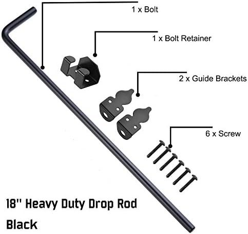 18 Cane Bolt Drop Rod Hardware Hardver Crna čvrsta čelična vrata za drvo za drvo PVC vinilne metalne kapije ograde, držeći vrata na zemlju