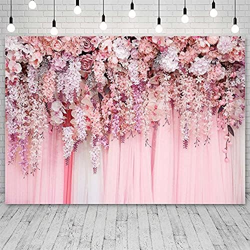 Ablin 7x5ft ružičasti cvjetni zidni pozadina djevojke ruže mladenke za vjenčanice Cvijeće za bebe