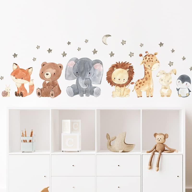 Yotdmk Zidne naljepnice za dekoraciju za bebe Crtani životinjski lisica Lion Slon Giraffe Pozadina Dječja