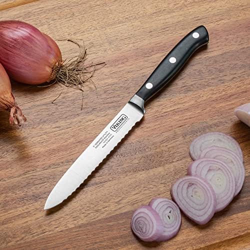 Viking kulinarski profesionalni servisni nož za pribor za jelo, 5 inča, crni